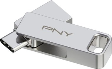 PNY - DUO Link 128GB USB 3.2 Gen 1 Type-C OTG Flash Drive - Silver - Front_Zoom