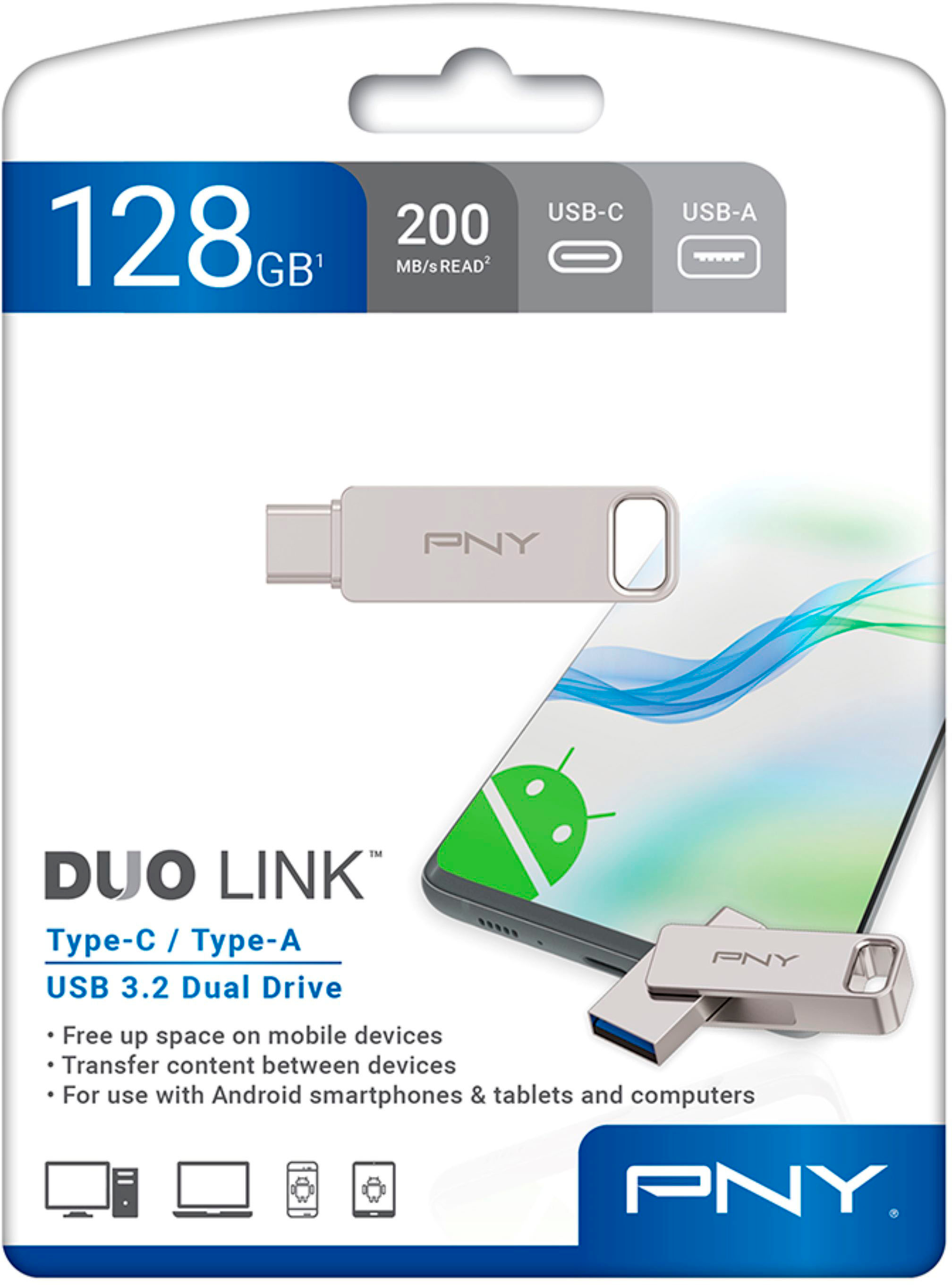 PNY DUO Link 128GB USB 3.0 OTG Flash Drive for iOS Devices and Computers  Gray P-FDI128LA02GC-RB - Best Buy