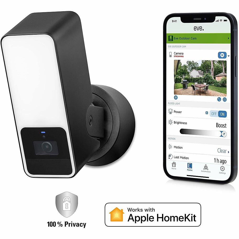 Alt View 28. Eve - Eve Outdoor Cam - Secure floodlight camera with Apple HomeKit Secure Video technology - White.