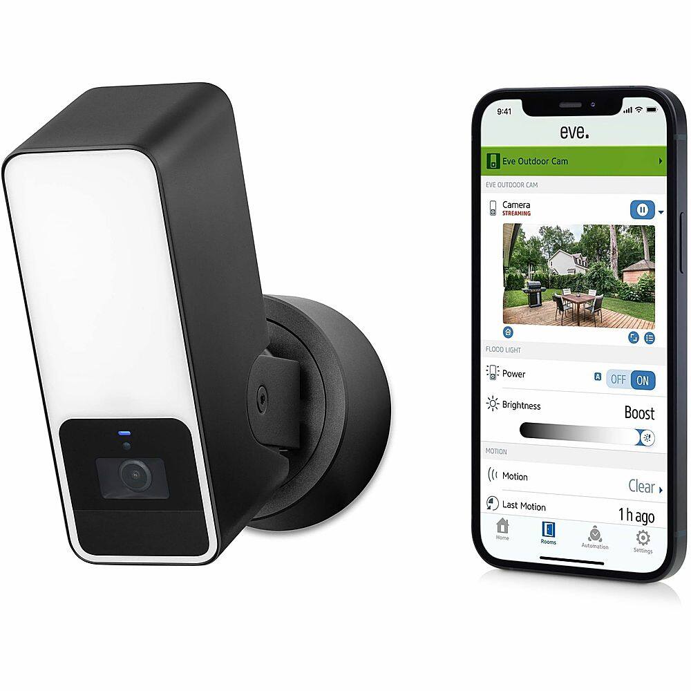 Alt View 29. Eve - Eve Outdoor Cam - Secure floodlight camera with Apple HomeKit Secure Video technology - White.