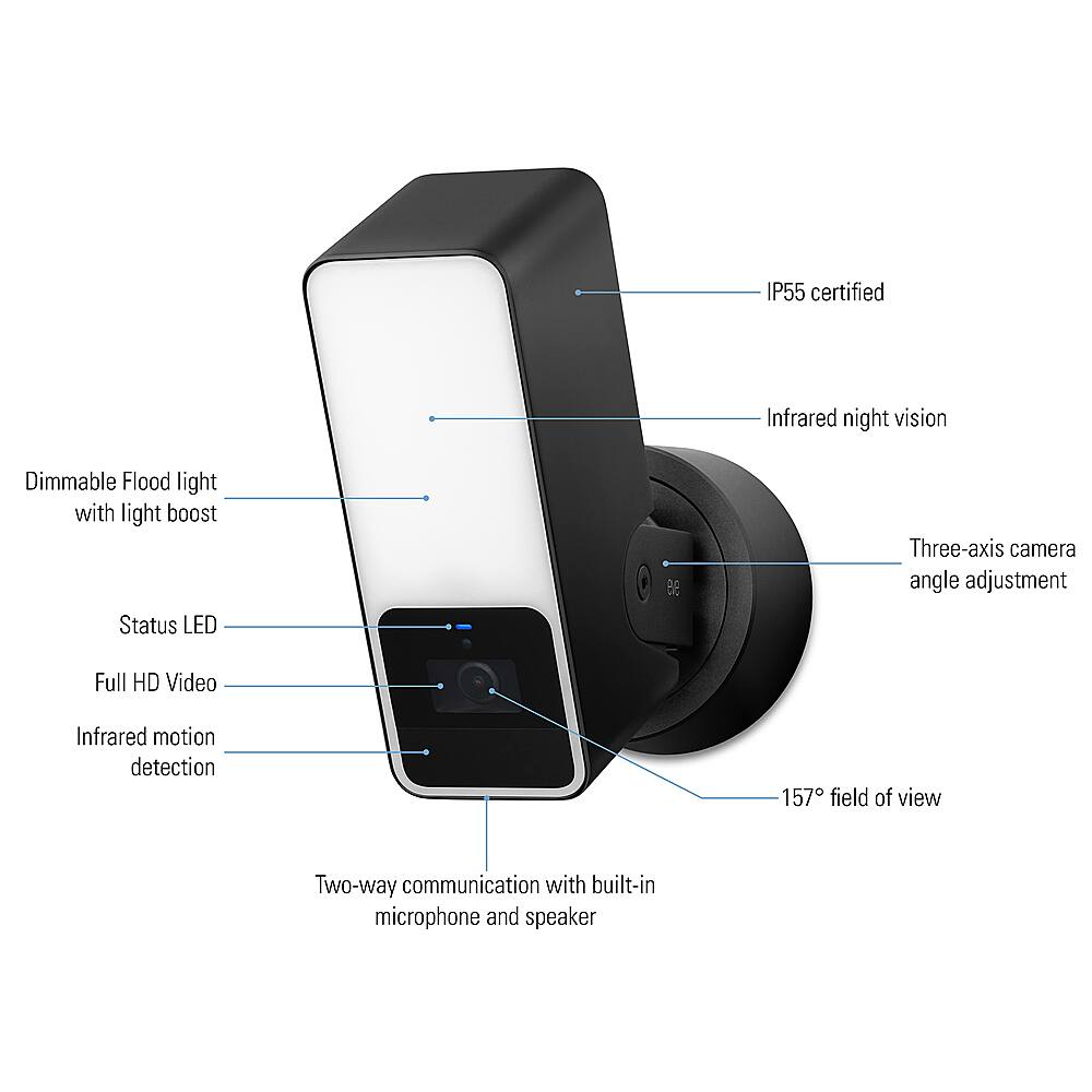 Alt View 39. Eve - Eve Outdoor Cam - Secure floodlight camera with Apple HomeKit Secure Video technology - White.