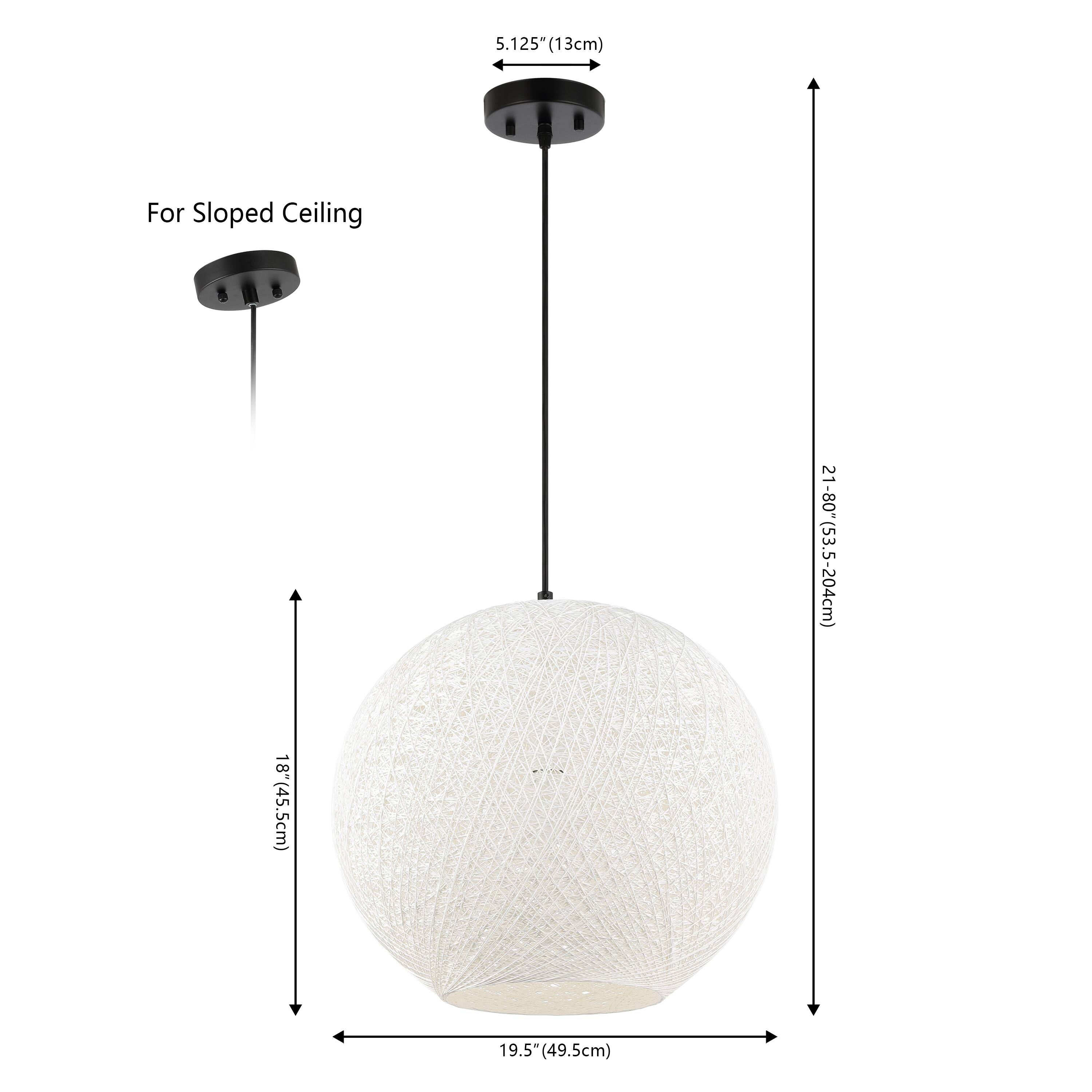 5.125" (13cm) For Sloped Ceiling 18" (45.5cm) 21-80" (53.5-204cm) 19.5" (49.5cm)