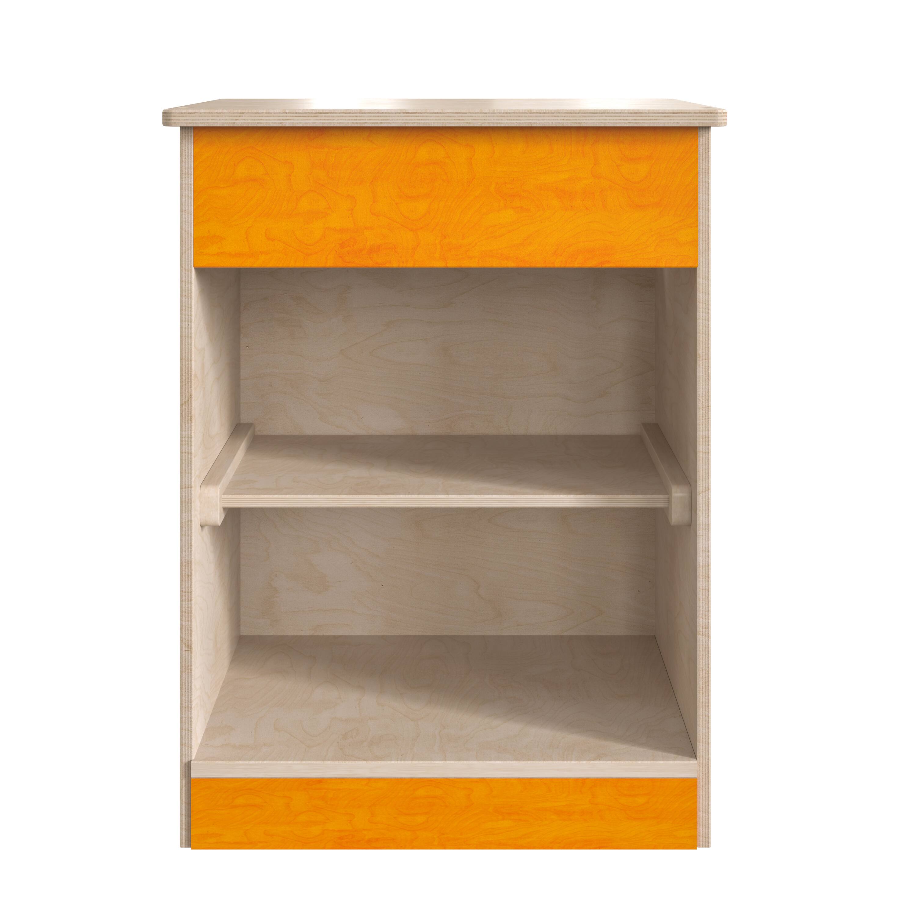 Angle. Flash Furniture - Bright Beginnings Commercial Grade Wooden Kid's Two Shelf Kitchen Cabinet - Natural.
