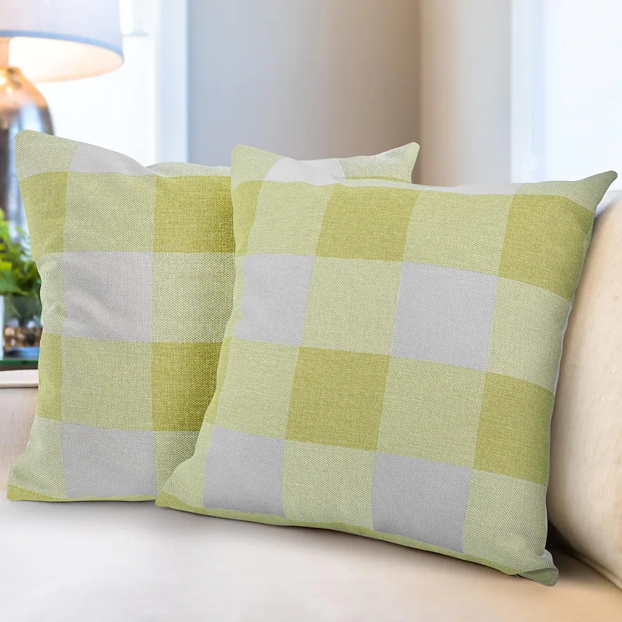 Yellow Packing Alert Zulay Kitchen Zulay Home Pack of 2 Buffalo Plaid Throw Pillow Covers 18 ...