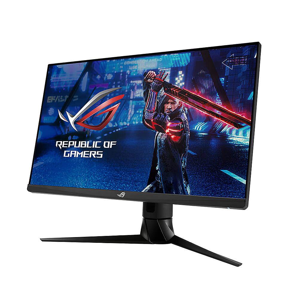 Left View: ASUS - Strix 27 LCD Monitor with HDR (DisplayPort USB, HDMI) - Black