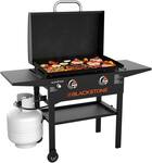Blackstone - Original 28-in. 2-Burner Outdoor Omnivore Griddle with Hood and Side Shelf Railing System - Black