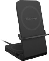 myCharge - 3-in-1 15W Qi Fast Charge Wireless Charging Stand for most Cell Phones - Gray - Front_Zoom