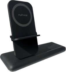myCharge - 4-in-1 15W Qi Fast Charge Wireless Charging Pad and Stand for most Cell Phones - Gray - Front_Zoom