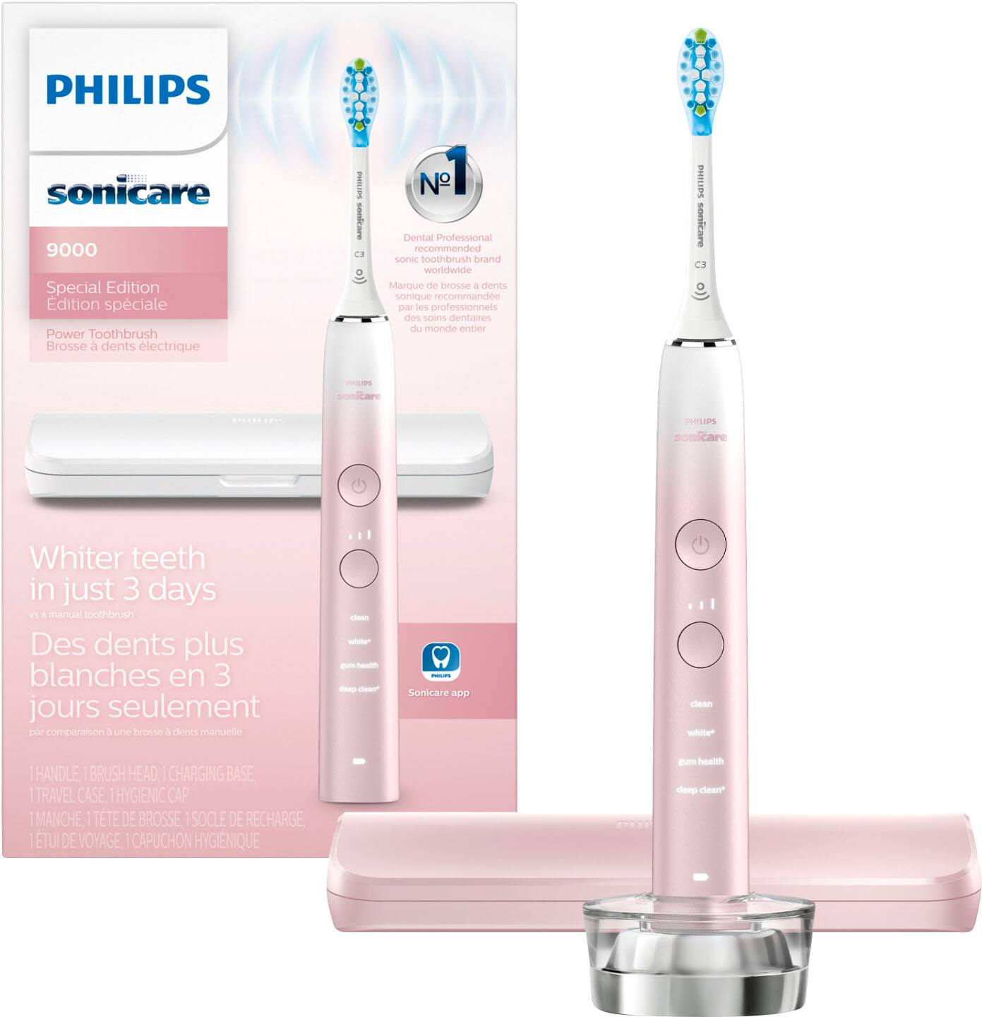 Alt View 11. Philips Sonicare - 9000 Special Edition Rechargeable Toothbrush - Pink/White.