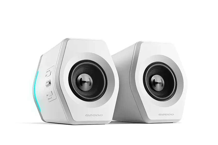Front. Edifier - G2000 2.0 Bluetooth Gaming Speakers with RGB Lighting (2-Piece) - White.