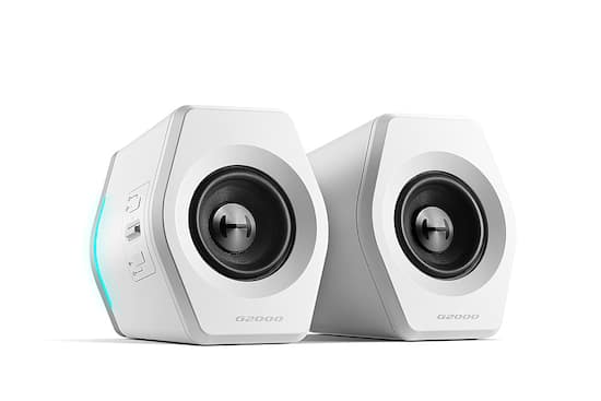 White computer deals speakers