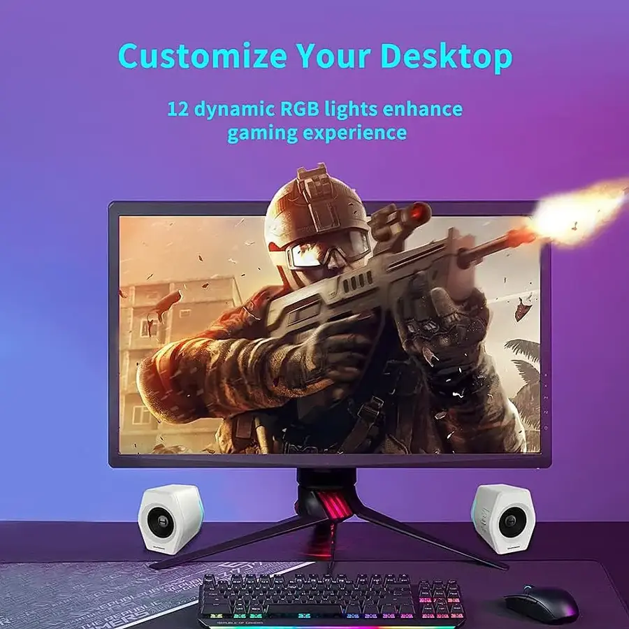 Customize Your Desktop: 12 dynamic RGB lights enhance gaming experience.
