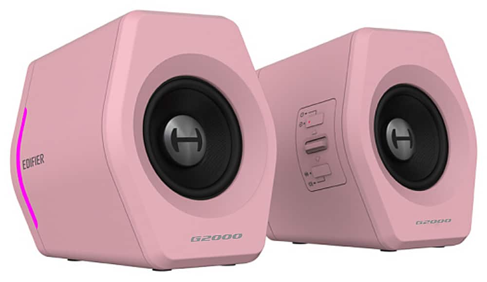 Front. Edifier - G2000 2.0 Bluetooth Gaming Speakers with RGB Lighting (2-Piece) - Pink.