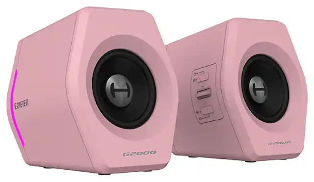 Front. Edifier - G2000 2.0 Bluetooth Gaming Speakers with RGB Lighting (2-Piece) - Pink.