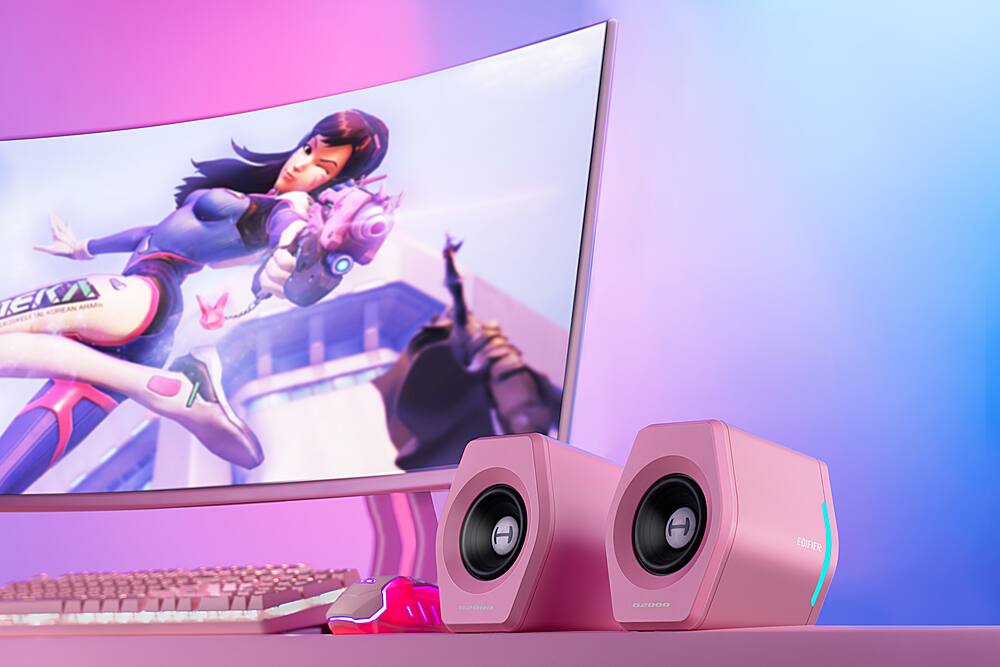 Alt View 15. Edifier - G2000 2.0 Bluetooth Gaming Speakers with RGB Lighting (2-Piece) - Pink.