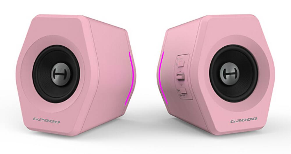 Left. Edifier - G2000 2.0 Bluetooth Gaming Speakers with RGB Lighting (2-Piece) - Pink.