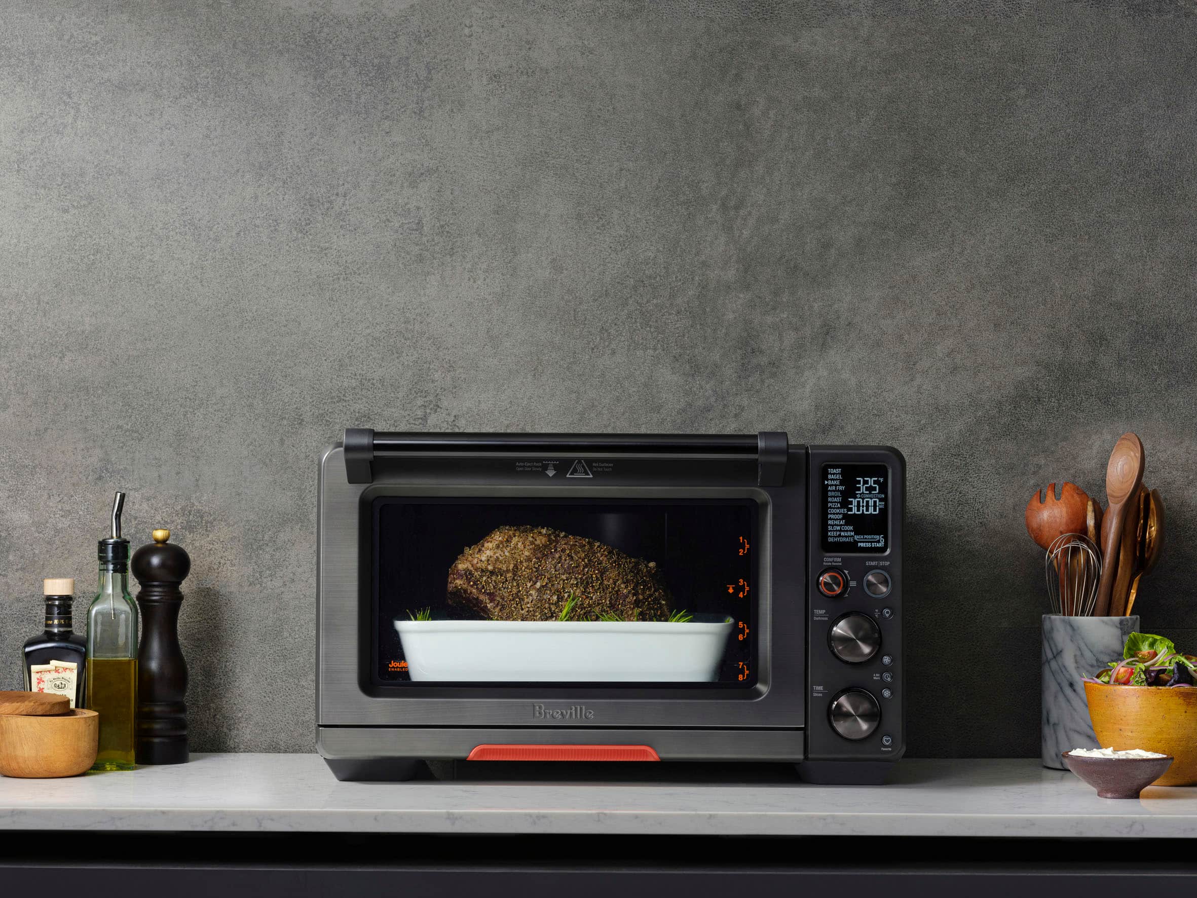 Alt View 2. Breville - Joule 1.0 Cubic Ft Oven Air Fryer Pro - Black Stainless Steel.