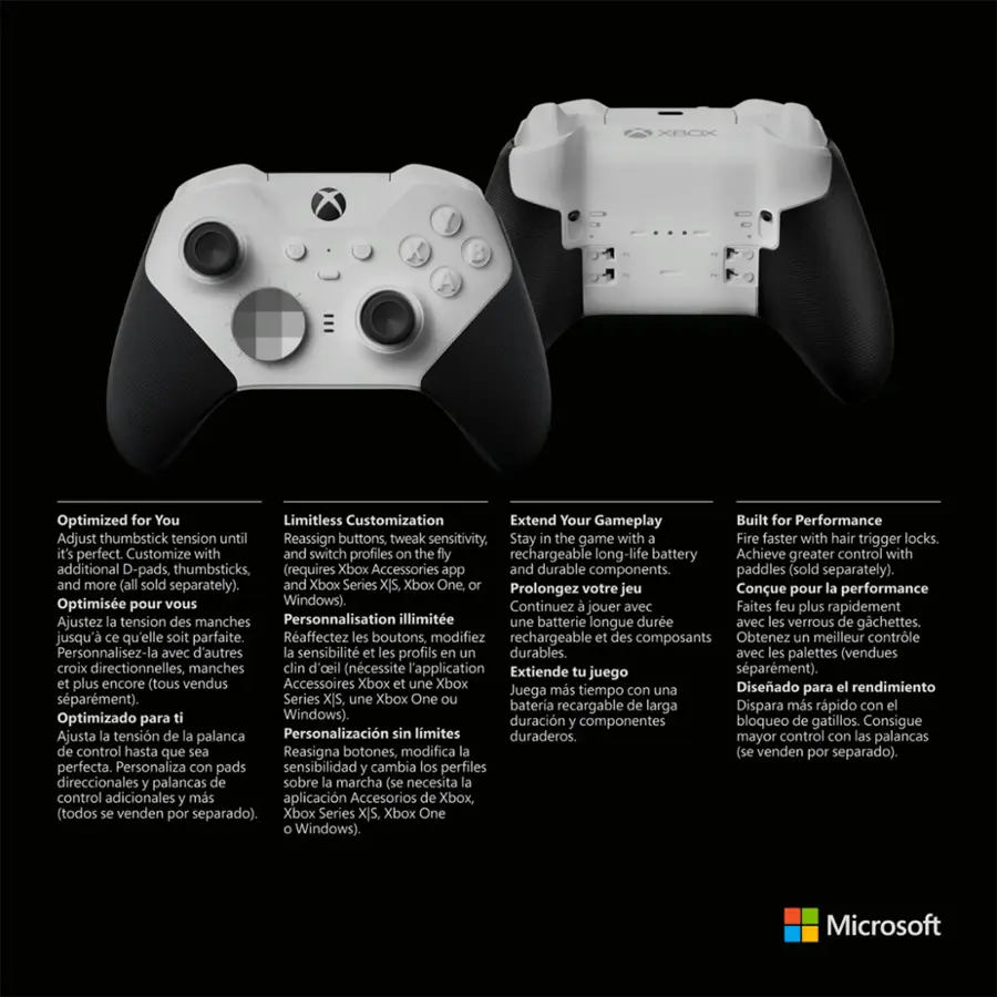 Alt View 16. Microsoft - Elite Series 2 Core Wireless Controller for Xbox Series X, Xbox Series S, Xbox One, and Windows PCs - White.