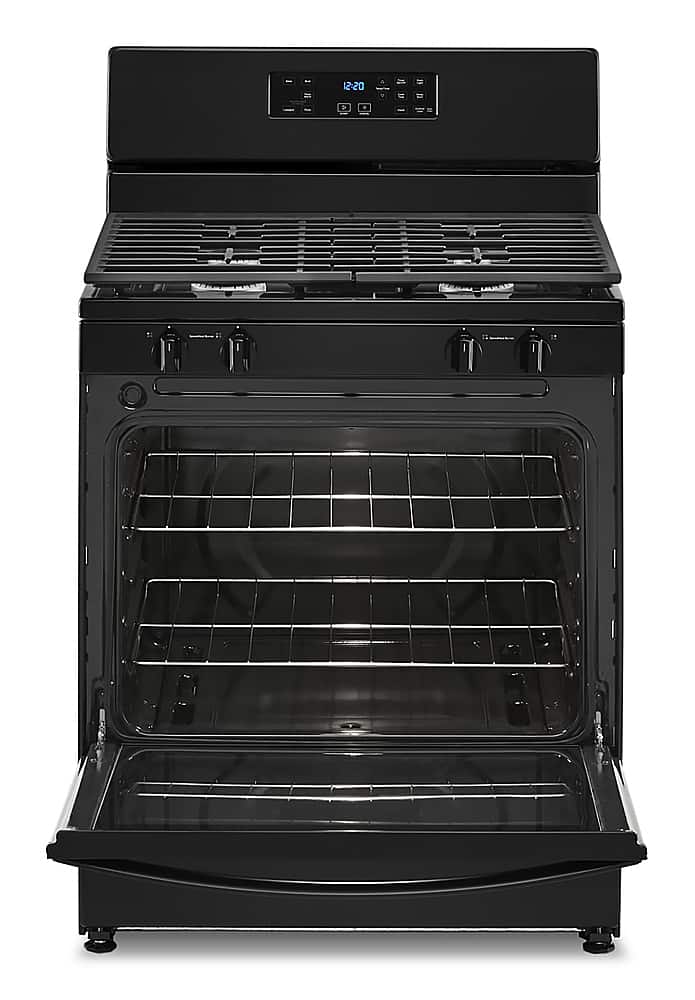 Angle. Whirlpool - 5.1 Cu. Ft. Freestanding Gas Range with Broiler Drawer - Black.