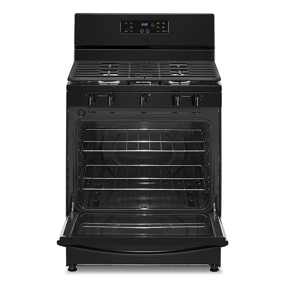 Angle. Whirlpool - 5.1 Cu. Ft. Freestanding Gas Range with Edge to Edge Cooktop - Black.