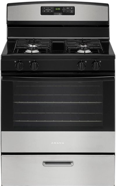Amana – 5.1 Cu. Ft. Freestanding Gas Range with Bake Assist Temps – Stainless steel