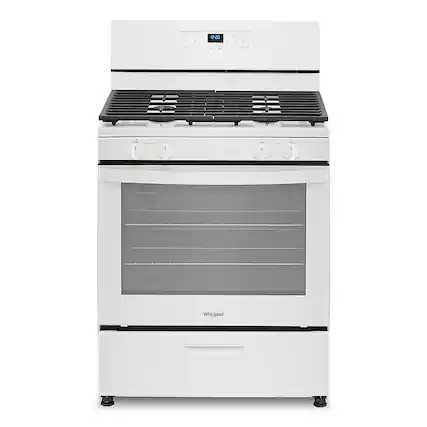 Front. Whirlpool - 5.1 Cu. Ft. Freestanding Gas Range with Broiler Drawer - White.