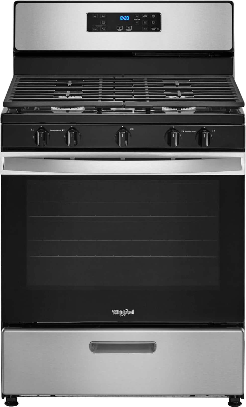 Whirlpool - 5.1 Cu. Ft. Freestanding Gas Range with Edge to Edge Cooktop - Stainless Steel