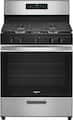 Whirlpool - 30 in. Wide 5 burners 5.1 cu. ft. Freestanding Gas Range with Edge to Edge Cooktop - Stainless Steel