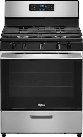 Whirlpool - 5.1 Cu. Ft. Freestanding Gas Range with Edge to Edge Cooktop - Stainless Steel
