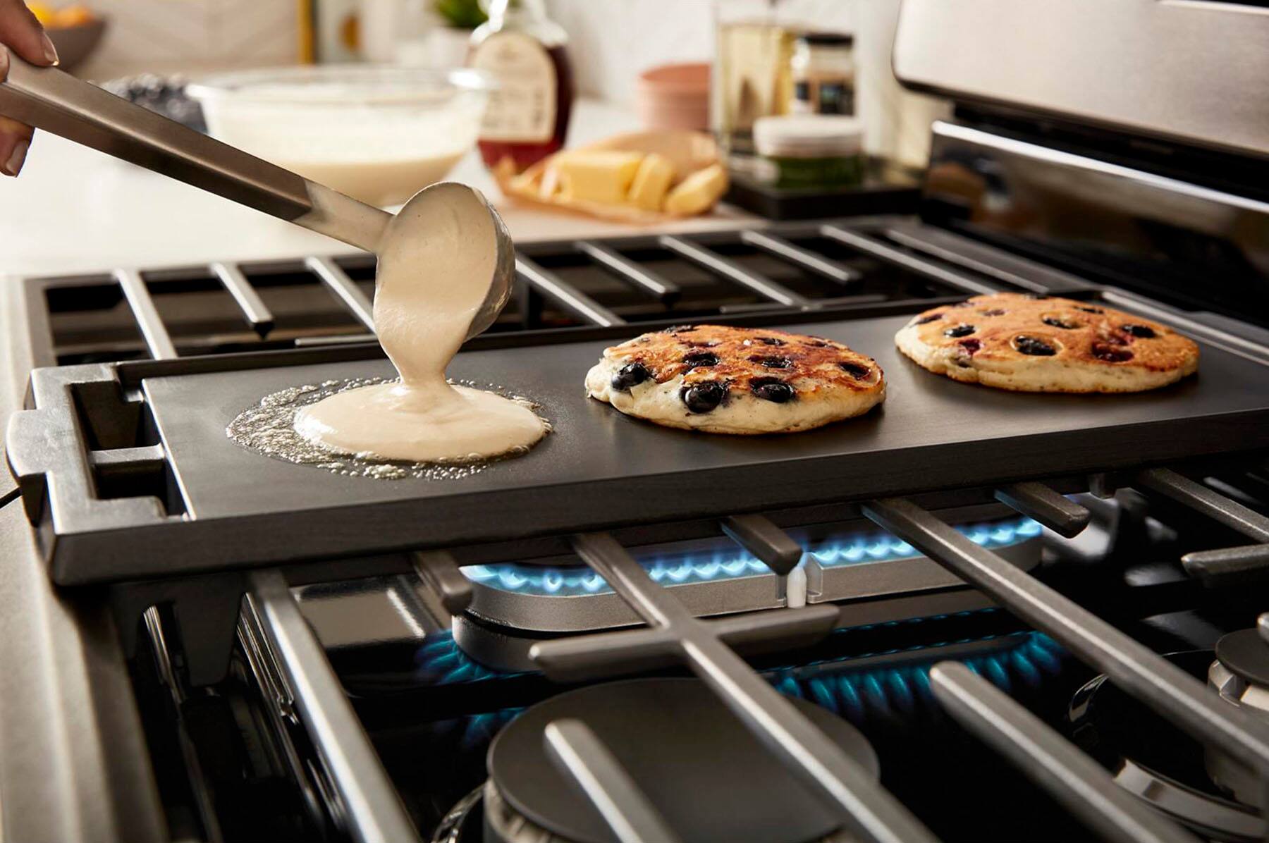 Cook pancakes, fajitas, and more on the Optional Griddle.