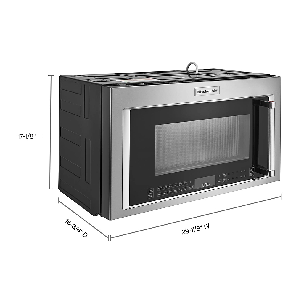 Left View: KitchenAid - 1.9 Cu. Ft. Convection Over-the-Range Microwave with Air Fry Mode - Stainless Steel