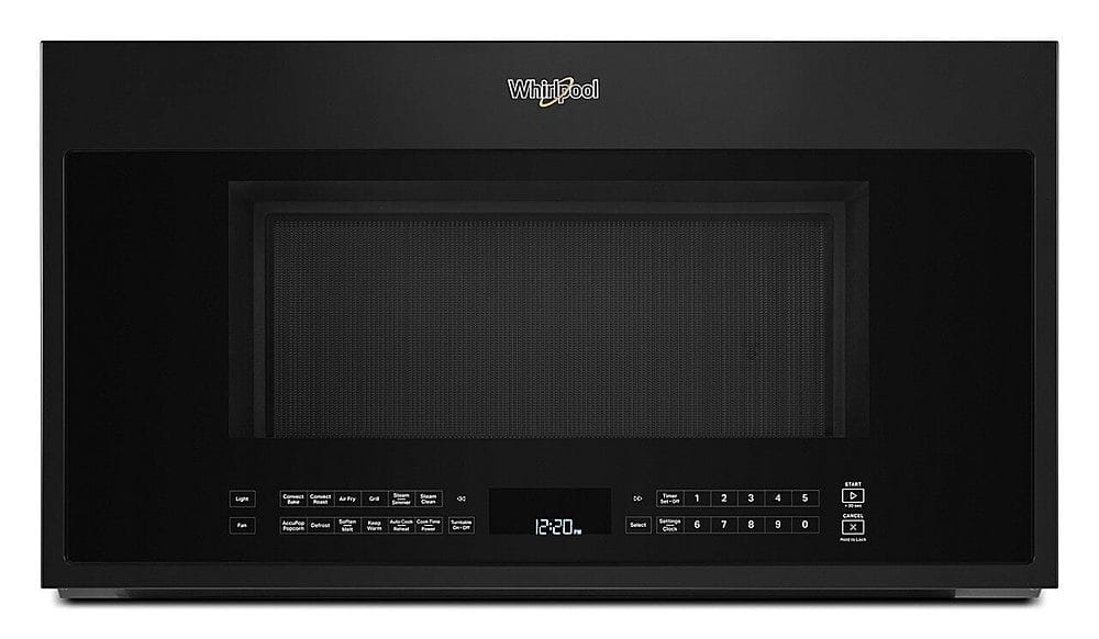 Front. Whirlpool - 1.9 Cu. Ft. Convection Over-the-Range Microwave with Air Fry Mode - Black.