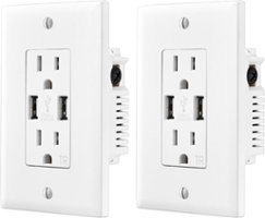 Insignia™ - 2 Pack - 2-Outlet In-Wall Outlet with 2 USB Ports - White - Front_Zoom