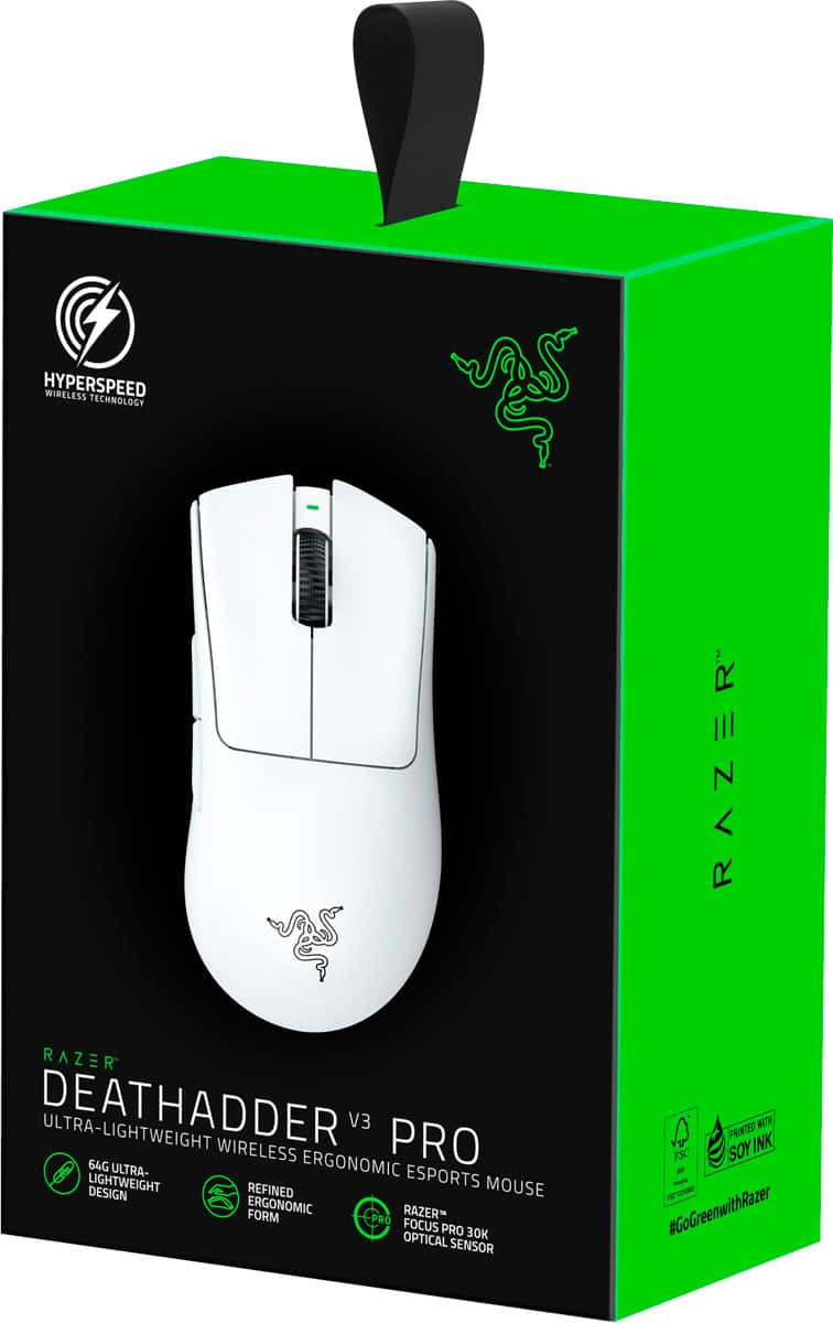 Razer Deathadder V3 Pro Gaming Mouse Wireless/White/30000Dpi/5 Buttons  RZ01-0463 8886419334163