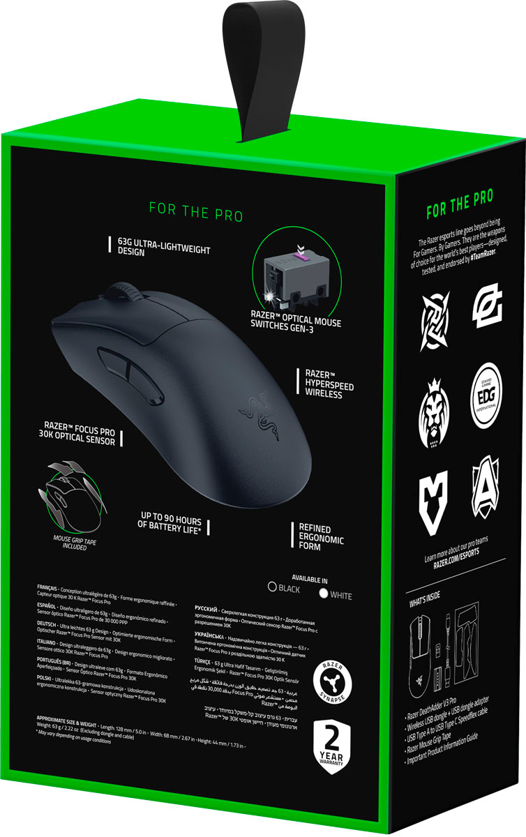 Razer DeathAdder V3 Pro Lightweight Wireless Optical Gaming Mouse with 90  Hour Battery Black RZ01-04630100-R3U1 - Best Buy