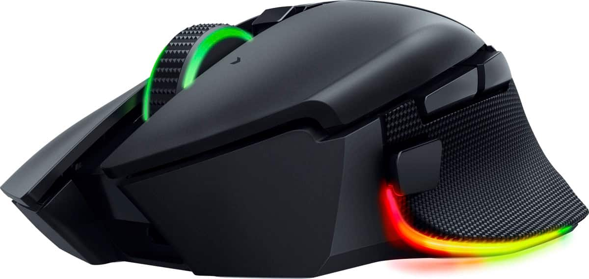 Left View: Basilisk V3 Pro Customizable Wireless Gaming Mouse with Razer HyperScroll Tilt Wheel - Black