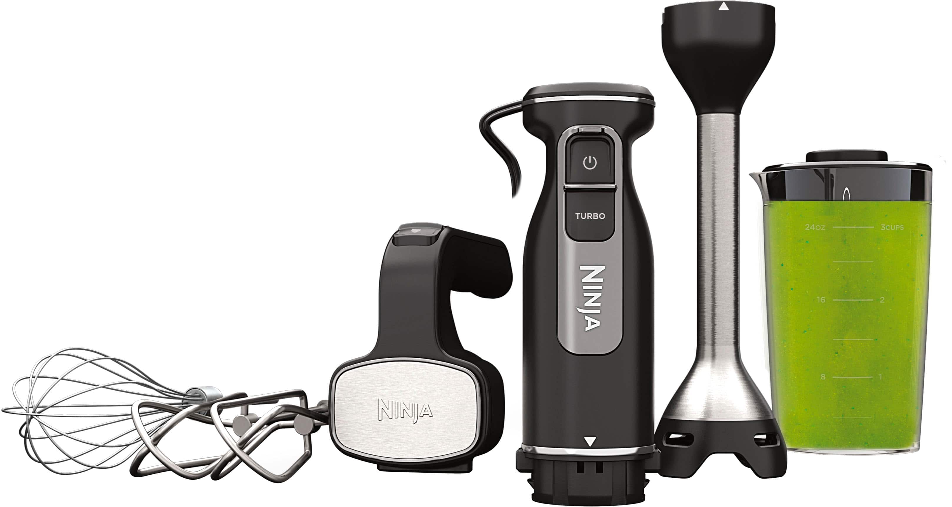 Angle. Ninja - Foodi Power Mixer System 5-Speed Hand Blender and Hand Mixer Combo with 3-Cup Blending Vessel - Black.