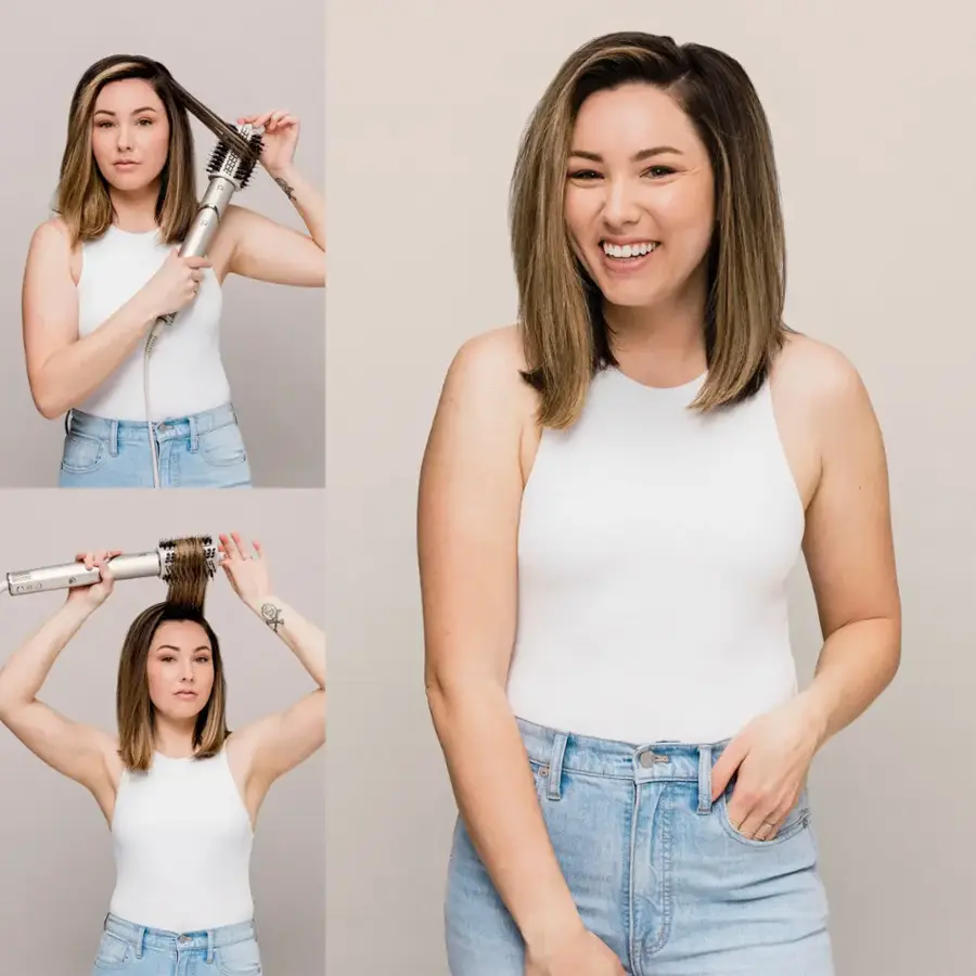 Oval Brush: Dual bristles and powerful airflow smooth and defrizz, while adding volume and bounce.