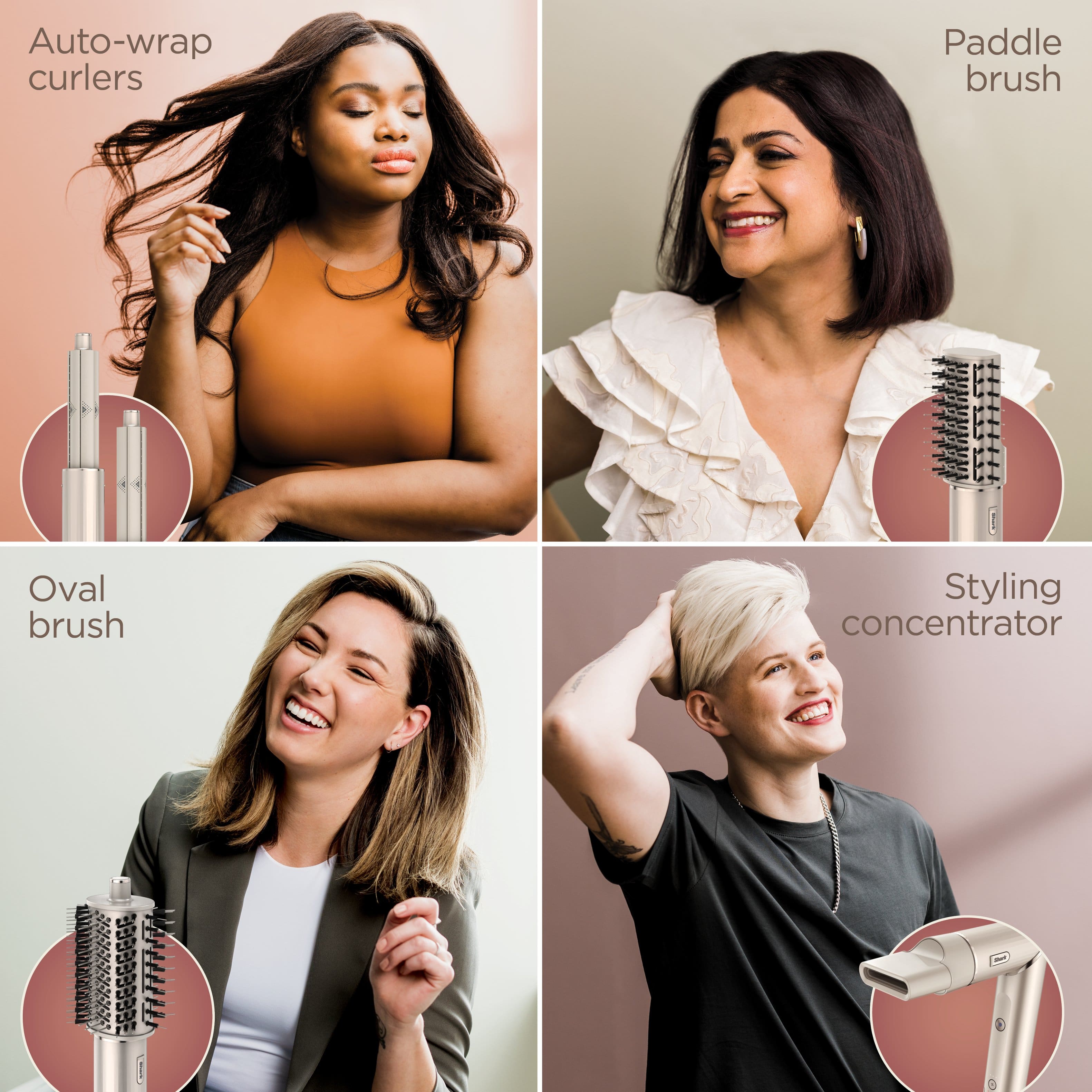 Auto-wrap curlers Paddle brush Oval brush Styling concentrator