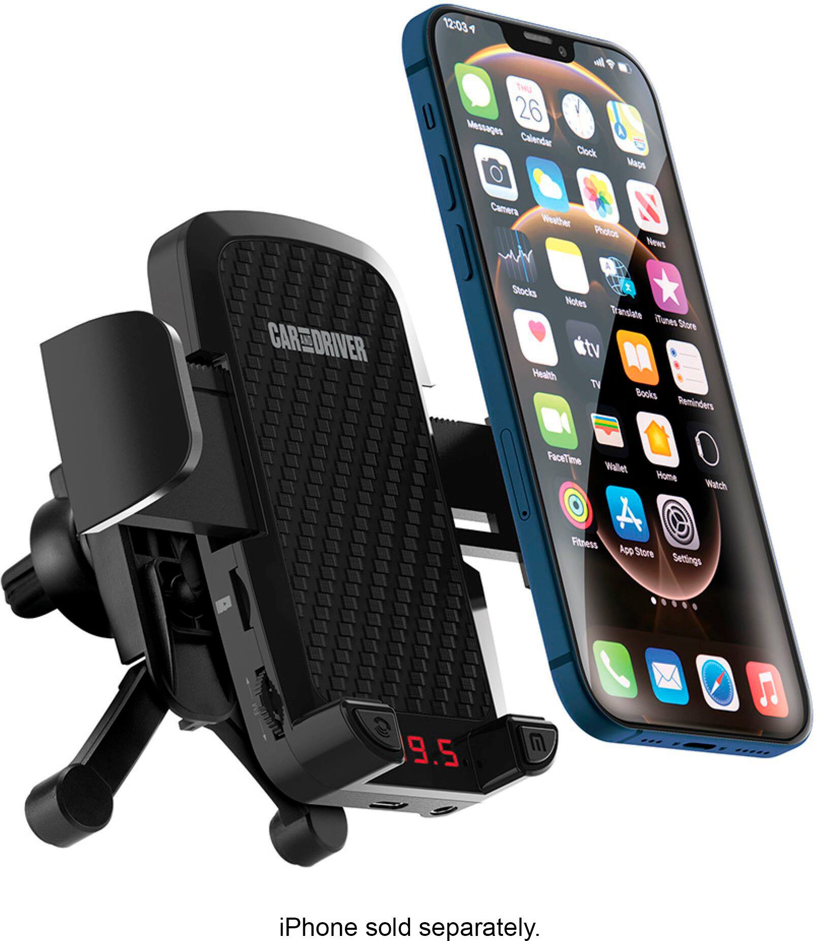 Angle. Car and Driver - FM Transmitter Phone Mounting Kit - Black.