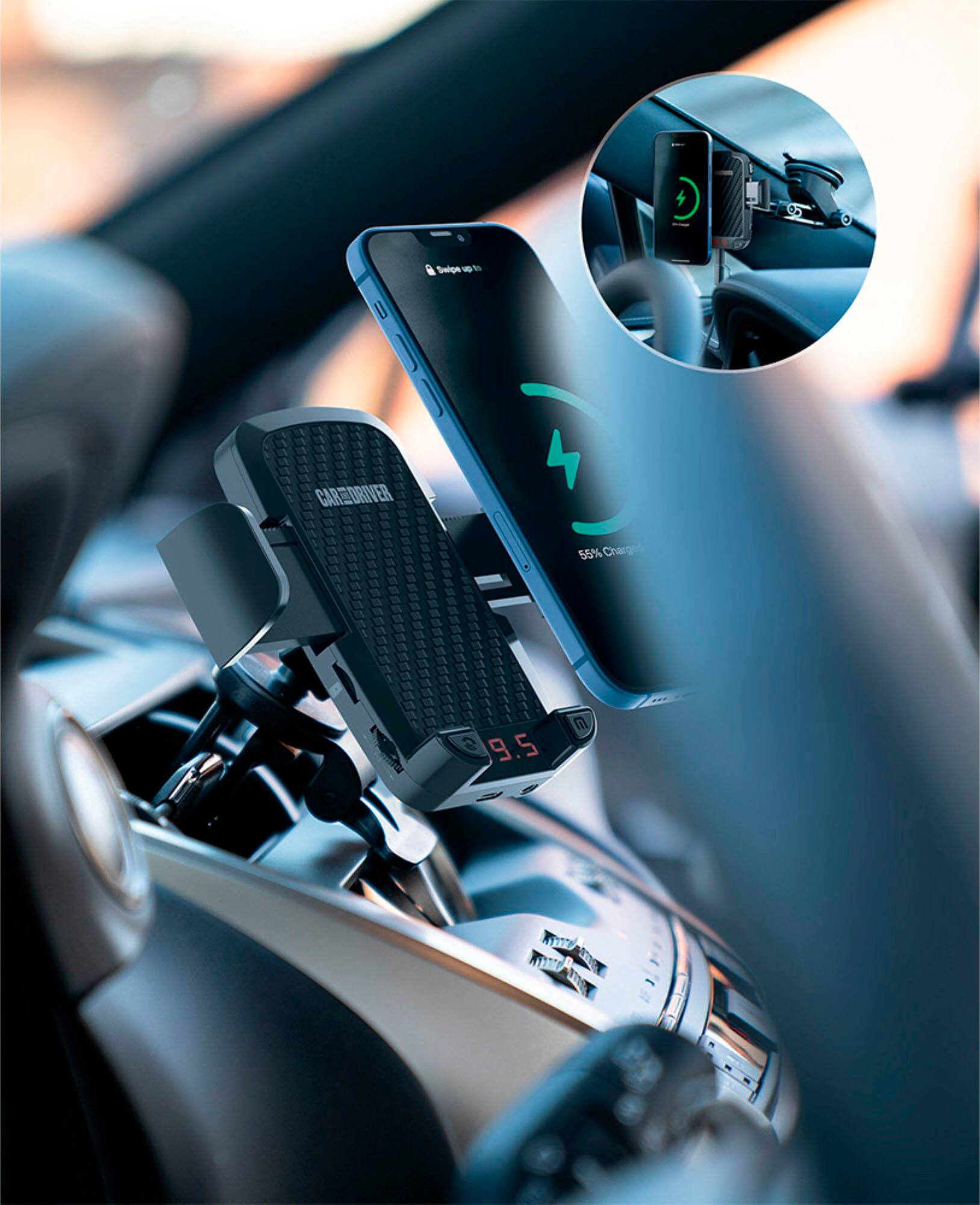 Car and Driver FM Transmitter Phone Mounting Kit Black CADFMX500