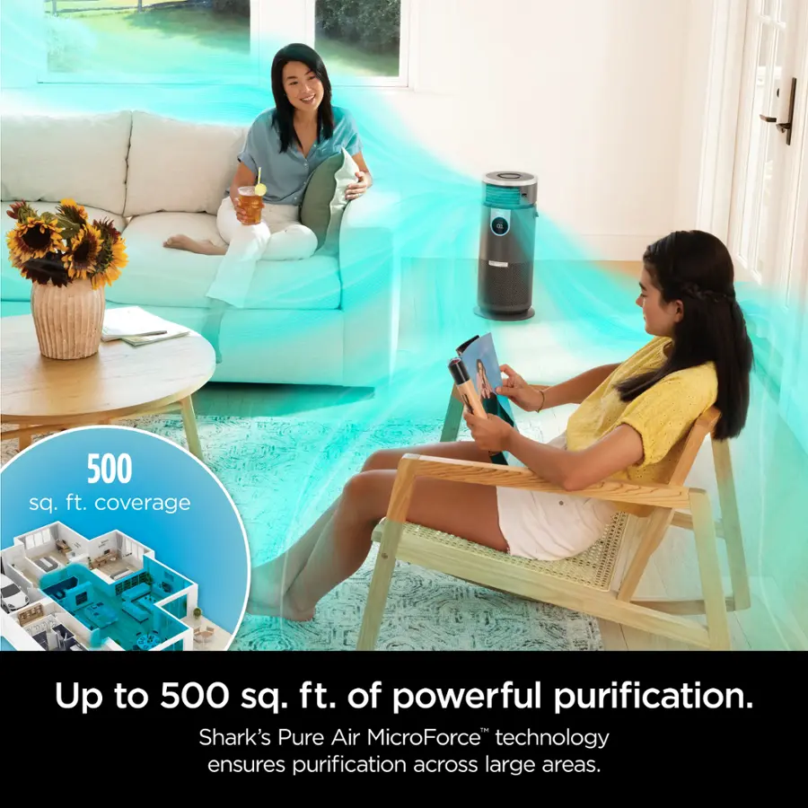 The image features two women sitting in a living room, with one of them holding a tablet. The room is furnished with a couch, a chair, and a potted plant. The women are surrounded by various objects, such as a cup, a vase, and a book. The scene is set in a cozy and comfortable environment, where the women can relax and enjoy their time together.