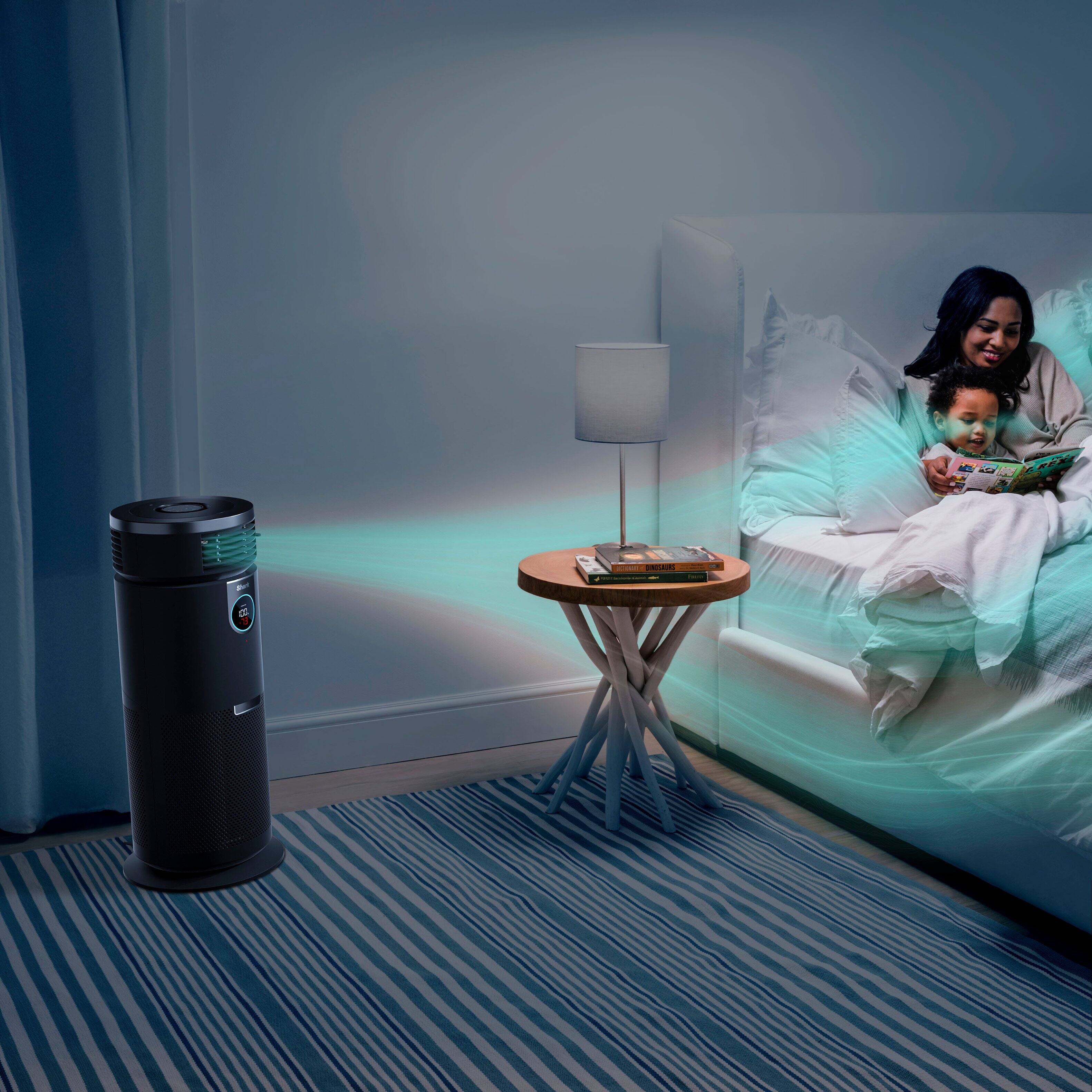 Angle. Shark - 3-in-1 Max Air Purifier, Heater & Fan with NanoSeal HEPA, Cleansense IQ, Odor Lock, for 1000 Sq. Ft - Charcoal Grey.