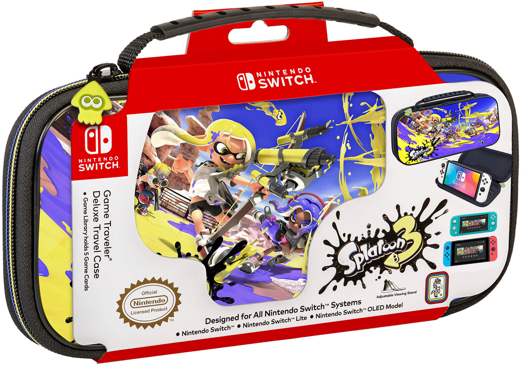 RDS Industries - Nintendo Switch Game Traveler Deluxe Splatoon 3 Travel Case designed for all Nintendo Switch systems