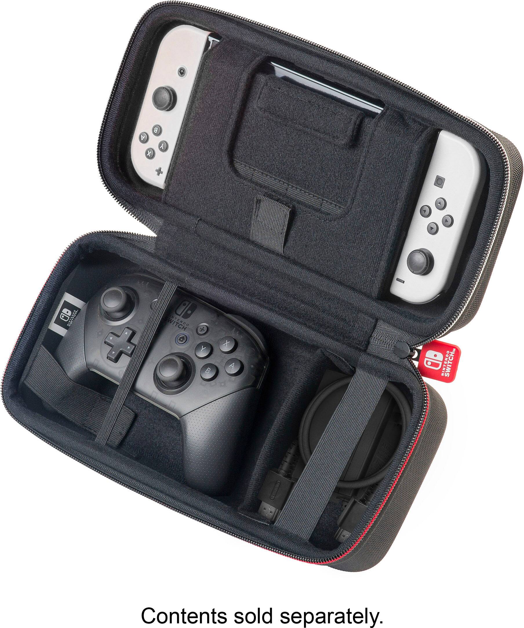 The image features a black case with two Nintendo Wii controllers inside. The controllers are placed in a compartment designed to hold the Wii remotes securely. The case is designed to protect the controllers and keep them organized, making it a convenient storage solution for gaming enthusiasts. The case is open, revealing the controllers inside.