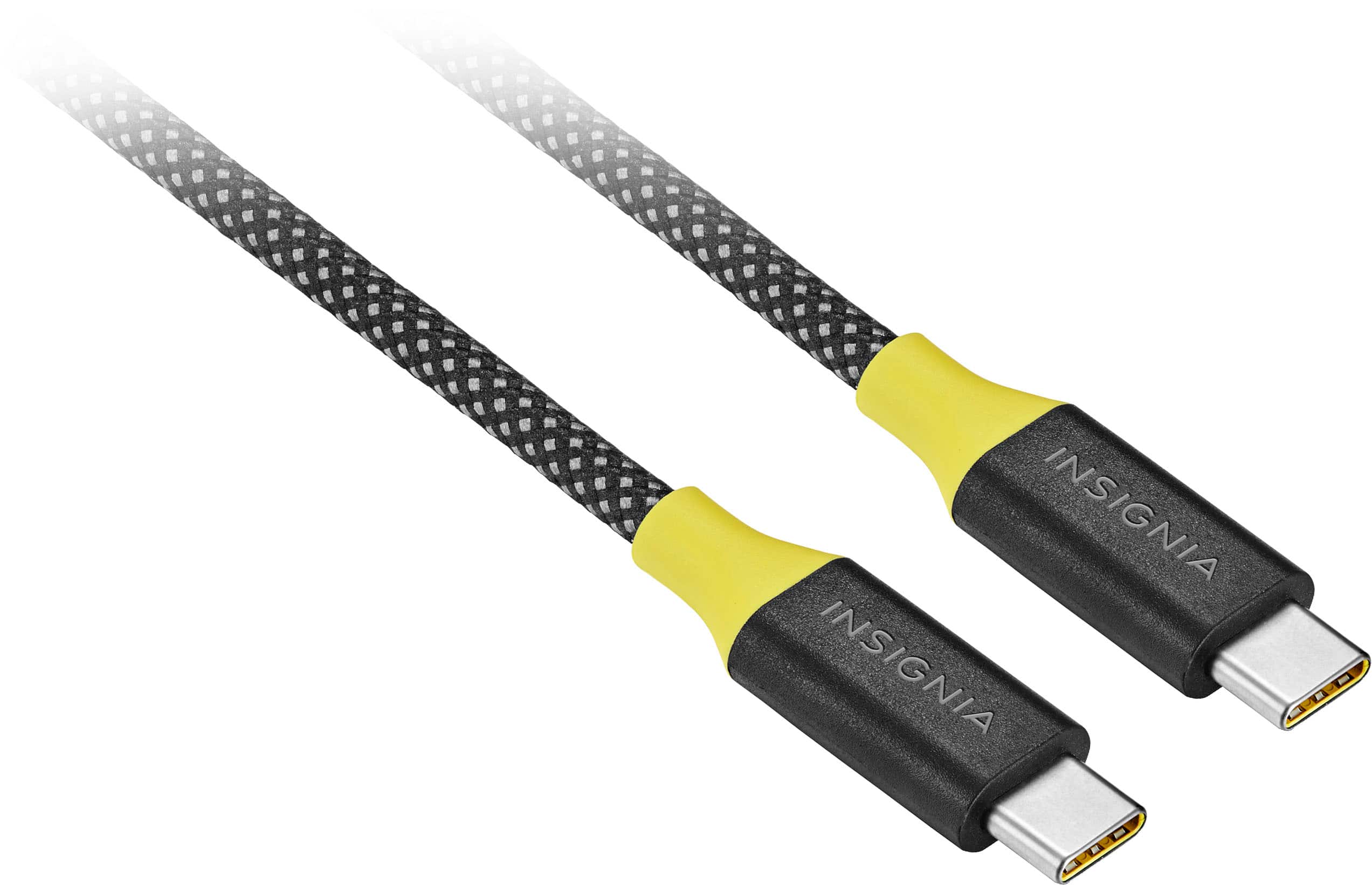 Angle. Insignia™ - 8ft 100W USB-C to USB-C Charge-and-Sync Braided Cable - Black.