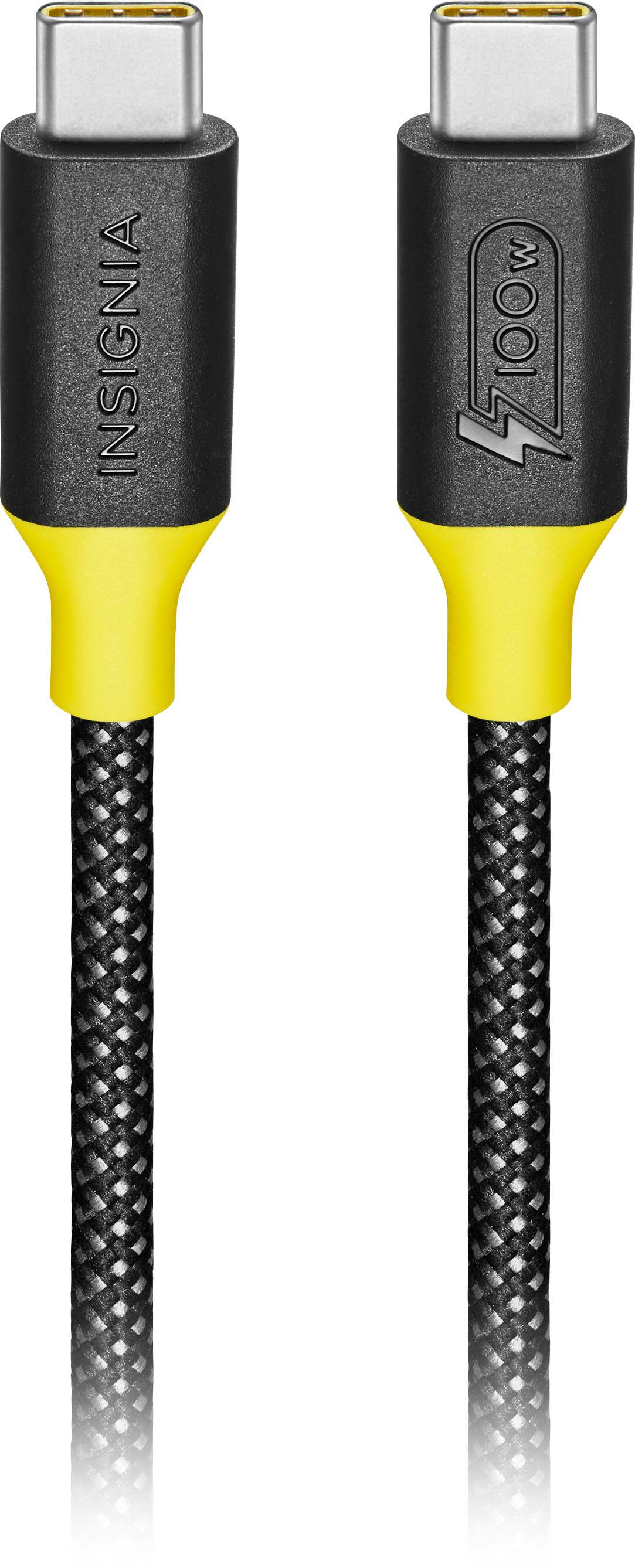 Left. Insignia™ - 8ft 100W USB-C to USB-C Charge-and-Sync Braided Cable - Black.