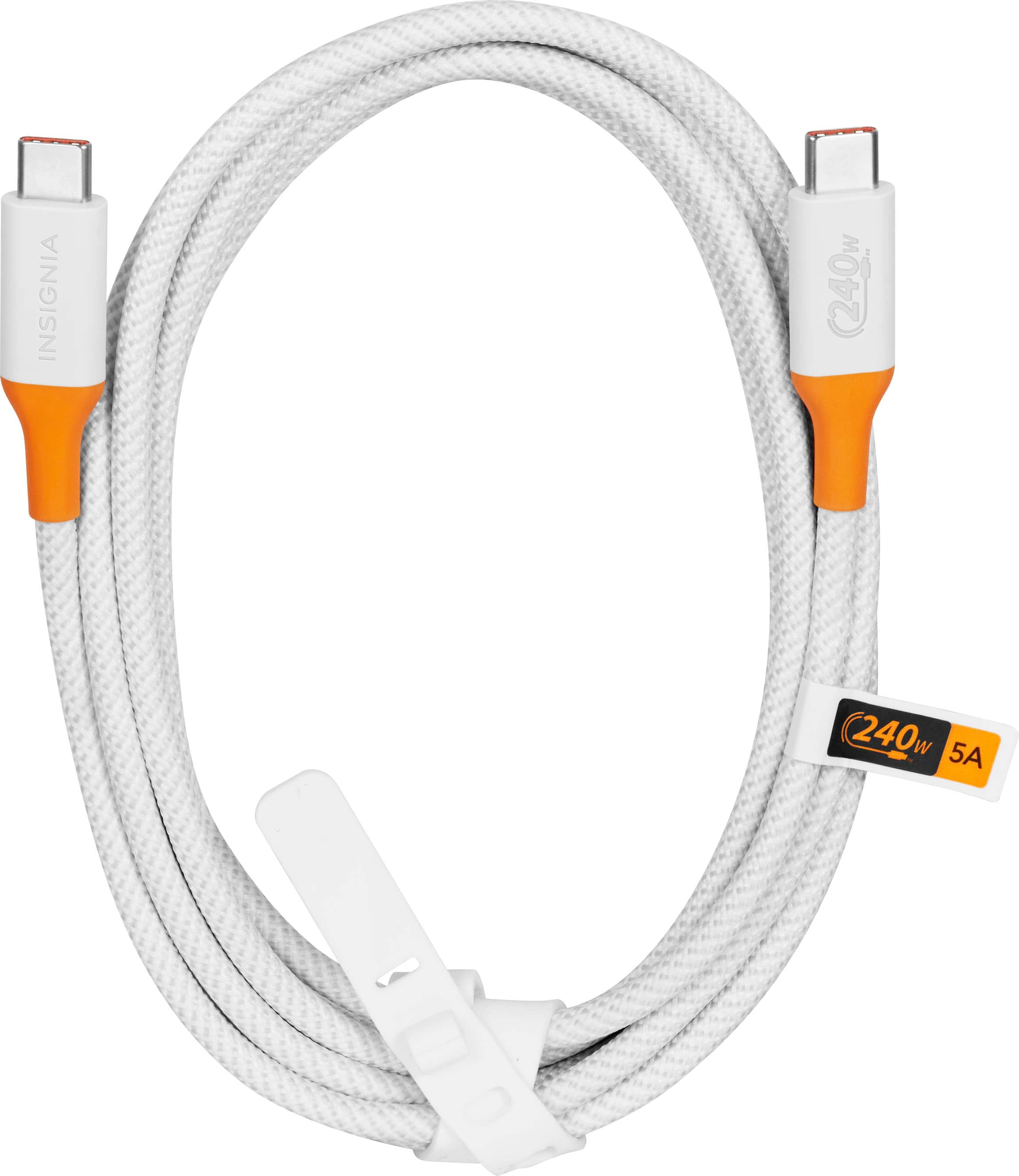 Alt View 11. Insignia™ - 8ft 240W USB-C to USB-C Charge-and-Sync Braided Cable - White.