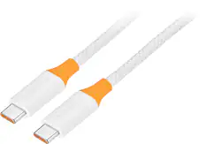 Front. Insignia™ - 8ft 240W USB-C to USB-C Charge-and-Sync Braided Cable - White.