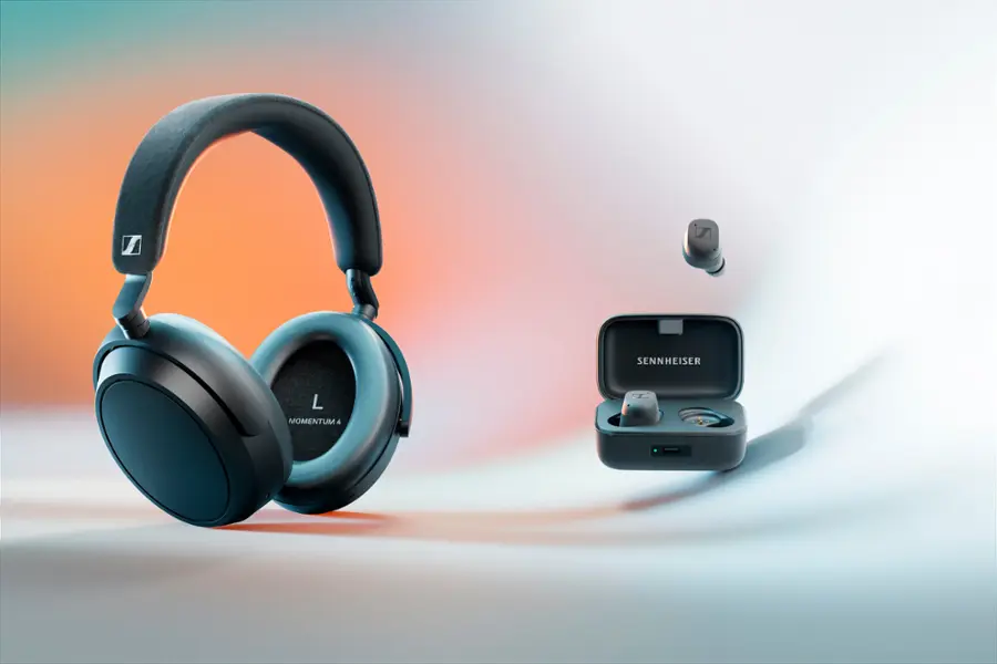 Alt View 18. Sennheiser - Momentum 4 Wireless Adaptive Noise-Canceling Over-The-Ear Headphones - Black.